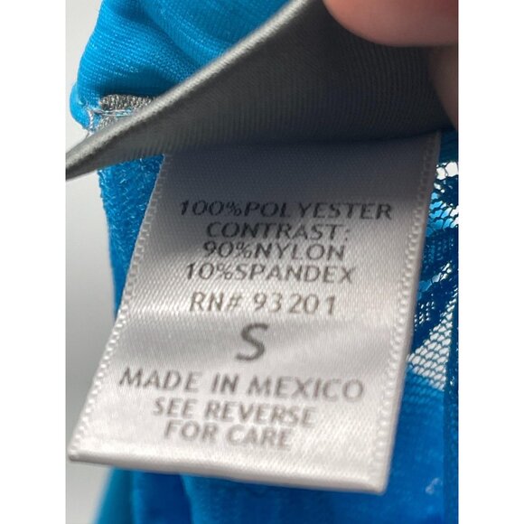 dots sleeveless shirt sheer collar polyester button down lace blue small READ - Picture 9 of 11